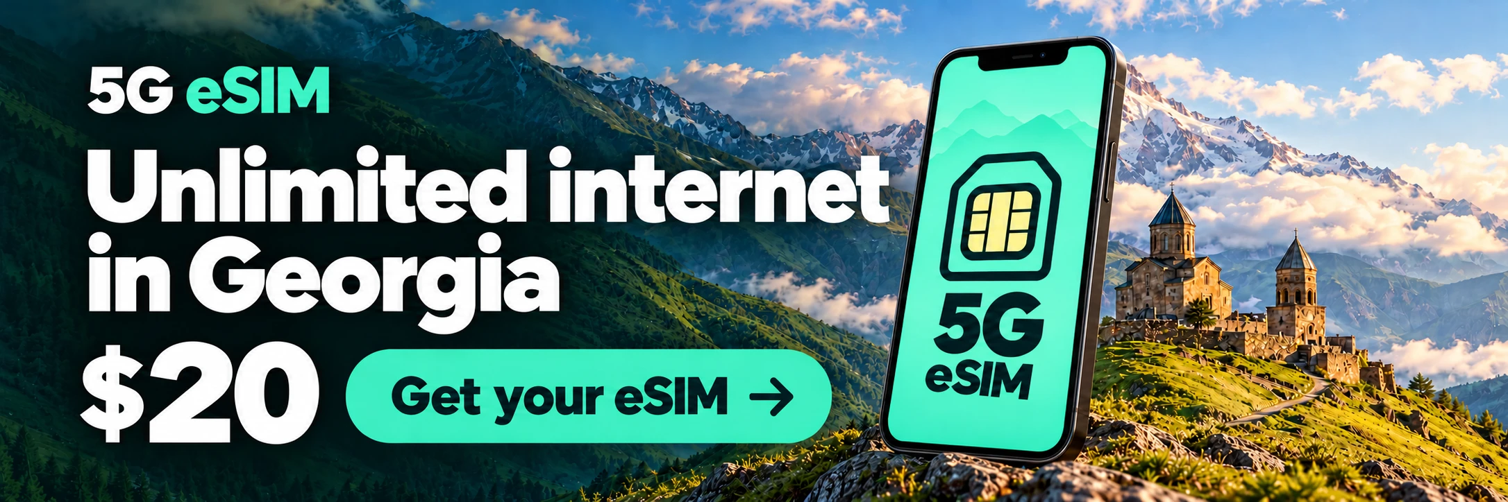 Georgia eSIM - unlimited 5G internet for $20