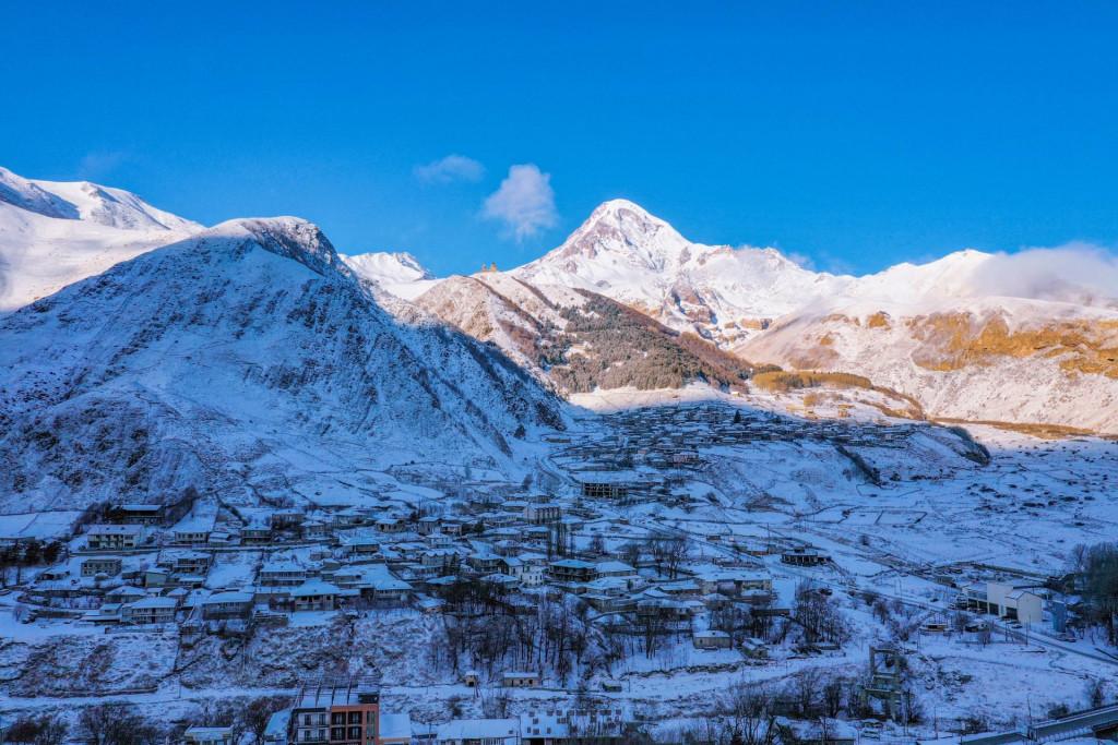 სტეფანწმინდა (ყაზბეგი) Kazbegi in winter Казбеги зимой
