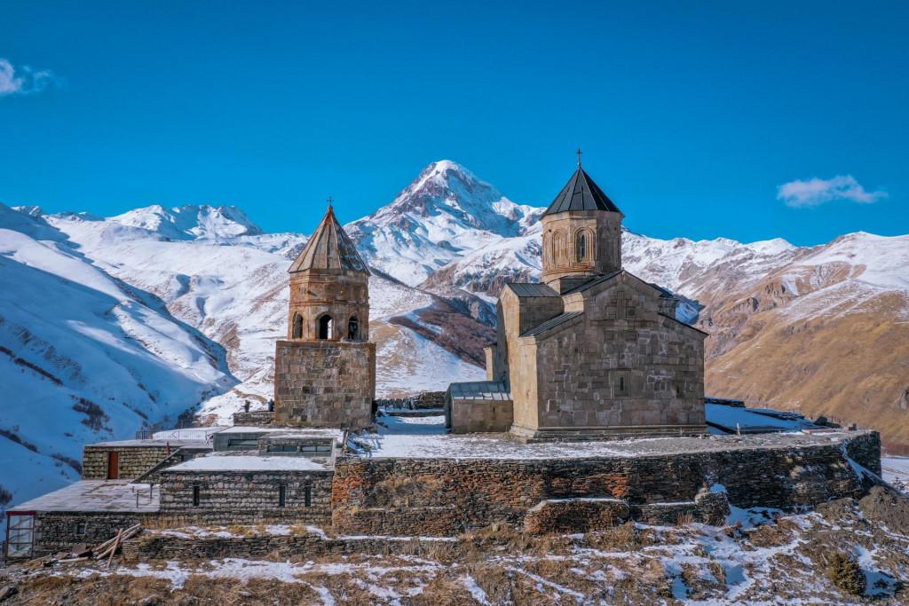 Mount Kazbek, Gergeti Church Степанцминда Казбеги Церковь Гергети