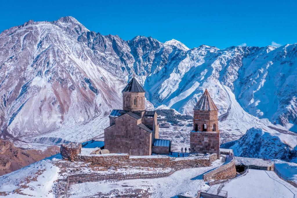Mount Kazbek, Gergeti Church Степанцминда Казбеги Церковь Гергети გერგეტის სამება