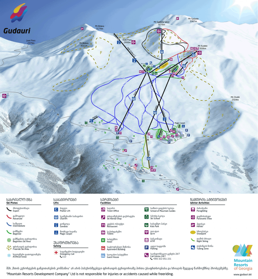 gudauri map გუდაურის რუკა