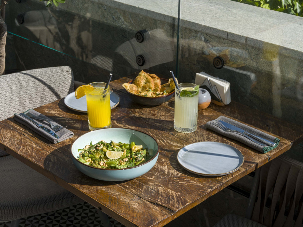 A table by the window at Khedi Restaurant