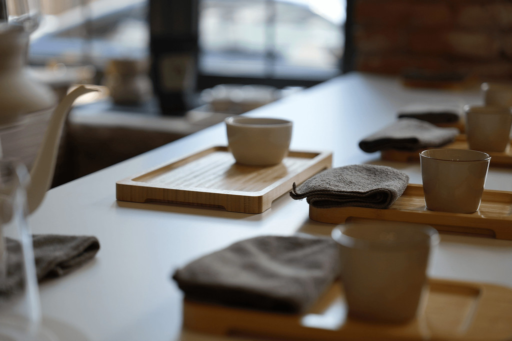 A tea-tasting table at Teanium in Batumi